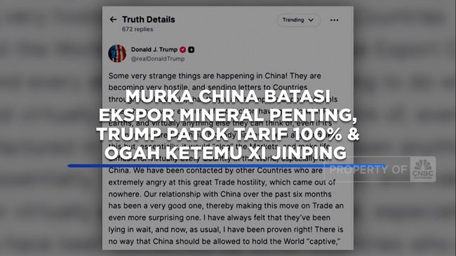 Video: Trump Murka! Patok Tarif 100% ke China dan Ogah ketemu Xi Jinping