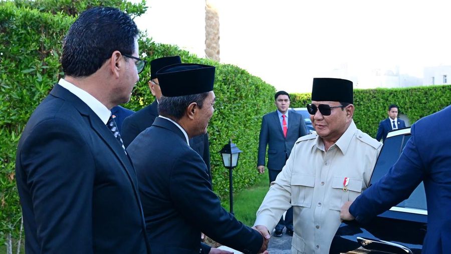 Presiden Prabowo Subianto tiba di Hotel Sharm el-Sheikh, Mesir. (Dok. Biro Pers Sekretariat Presiden/Muchlis Jr)