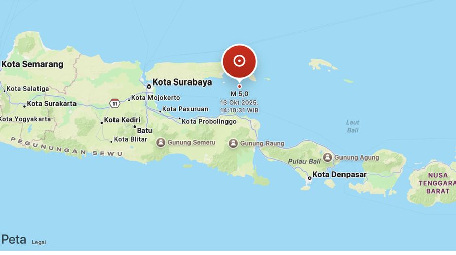 Pusat gempa berada di laut 47 km Tenggara Sumenep. (BMKG)