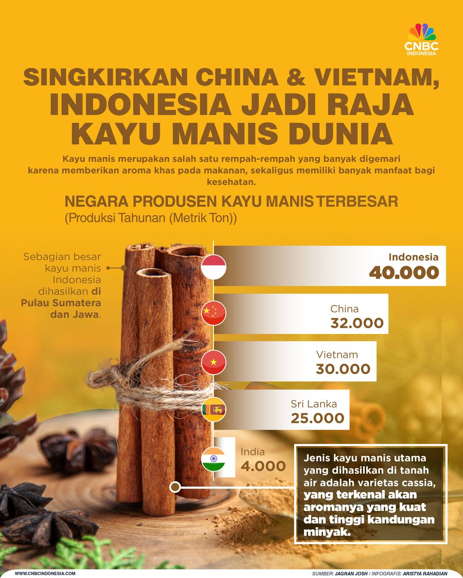 Singkirkan China & Vietnam, Indonesia Jadi Raja Kayu Manis Dunia