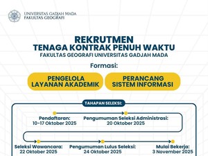 Fakultas Geografi UGM Buka Rekrutmen Tenaga Kontrak Penuh Waktu, Ini Syaratnya!