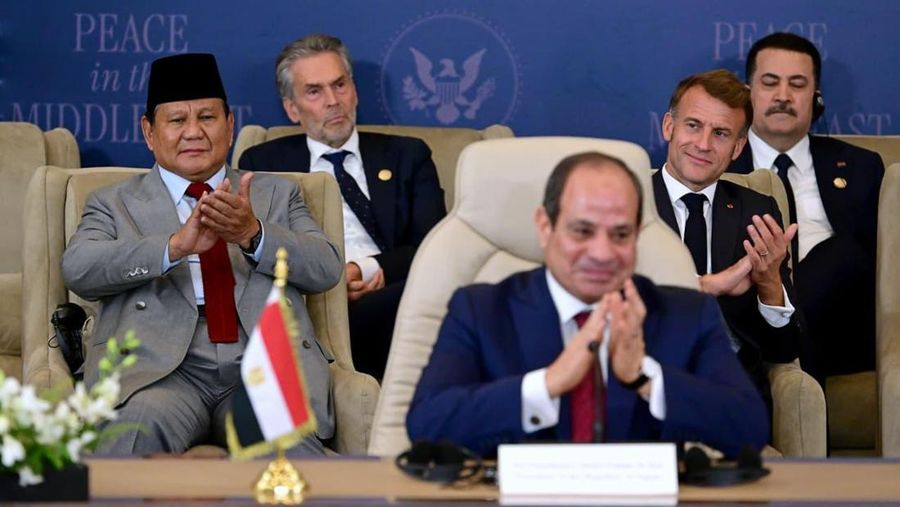 Presiden Republik Indonesia Prabowo Subianto menghadiri Konferensi Tingkat Tinggi (KTT) Perdamaian Sharm El-Sheikh yang digelar di International Congress Centre, Mesir, pada Senin (13/10/2025). (Dok. BPMI Sekretariat Presiden)