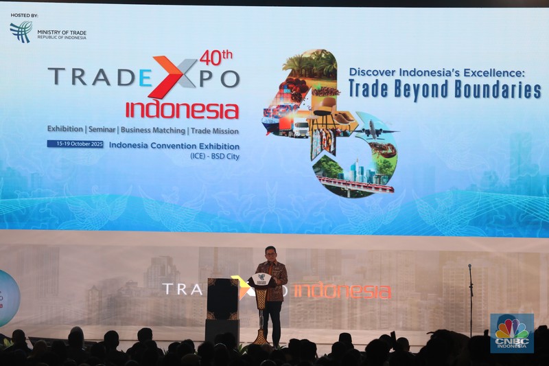 Suasana jelang Opening Ceremony Trade Expo Indonesia (TEI) 2025 di ICE BSD, Kabupaten Tangerang, Banten, Rabu (15/10/2025). Suasana jelang Opening Ceremony Trade Expo Indonesia (TEI) 2025 di ICE BSD, Kabupaten Tangerang, Banten, Rabu (15/10/2025). (CNBC Indonesia/Faisal Rahman)