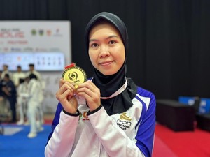 Berprestasi, Polwan Polres Sukoharjo Sabet Emas Taekwondo di PON Beladiri 2025