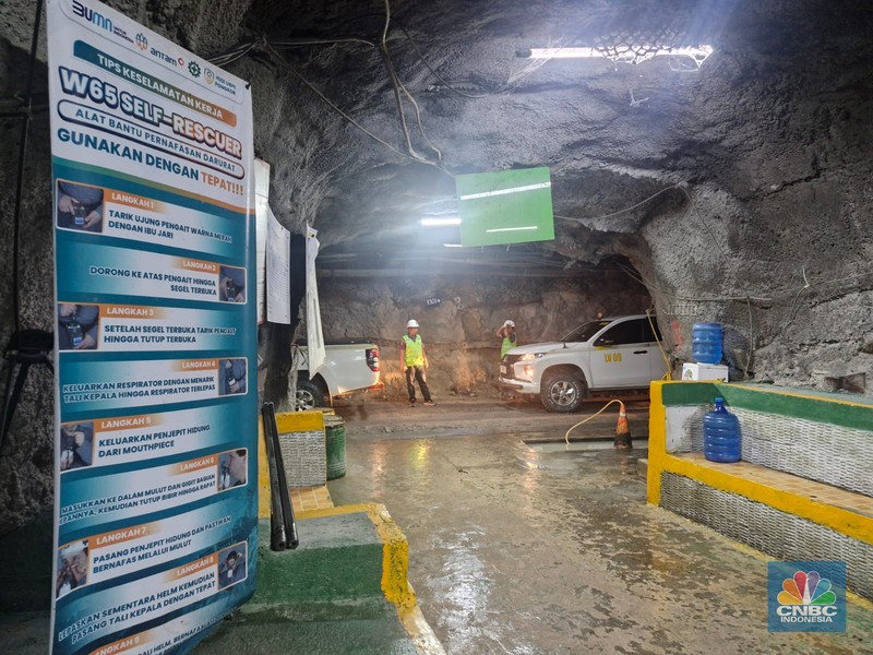 Tambang bawah tanah Pongkor, Bogor, Jawa Barat yang dikelola oleh PT Antam Tbk (ANTM) dengan produksi utama emas dan perak, Kamis (16/10/2025). Tambang bawah tanah Pongkor, Bogor, Jawa Barat yang dikelola oleh PT Antam Tbk (ANTM) dengan produksi utama emas dan perak, Kamis (16/10/2025). (CNBC Indonesia/Verda Nano Setiawan)