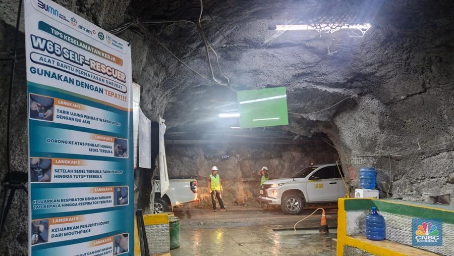 Tambang bawah tanah Pongkor, Bogor, Jawa Barat yang dikelola oleh PT Antam Tbk (ANTM) dengan produksi utama emas dan perak, Kamis (16/10/2025). Tambang bawah tanah Pongkor, Bogor, Jawa Barat yang dikelola oleh PT Antam Tbk (ANTM) dengan produksi utama emas dan perak, Kamis (16/10/2025). (CNBC Indonesia/Verda Nano Setiawan)