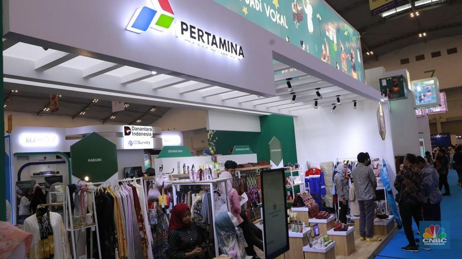 UMKM binaan Pertamina di ajang Trade Expo Indonesia (TEI) 2025 di ICE BSD City, Tangerang, Kamis, (16/10/2025). UMKM binaan Pertamina di ajang Trade Expo Indonesia (TEI) 2025 di ICE BSD City, Tangerang, Kamis, (16/10/2025). (CNBC Indonesia/Muhammad Sabki)