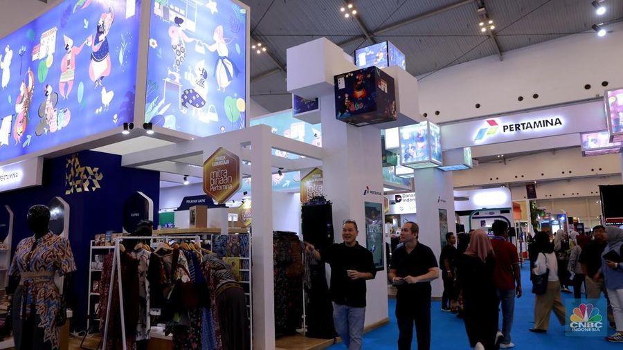 UMKM binaan Pertamina di ajang Trade Expo Indonesia (TEI) 2025 di ICE BSD City, Tangerang, Kamis, (16/10/2025). UMKM binaan Pertamina di ajang Trade Expo Indonesia (TEI) 2025 di ICE BSD City, Tangerang, Kamis, (16/10/2025). (CNBC Indonesia/Muhammad Sabki)