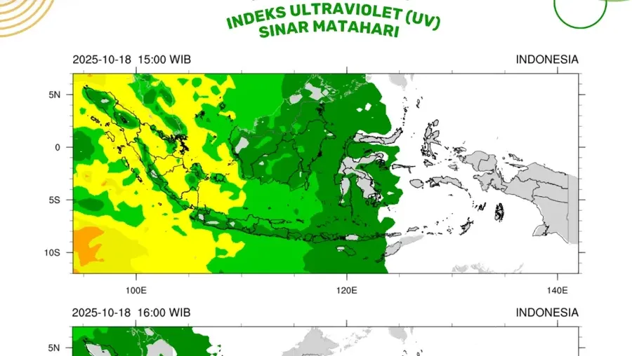 Indesk sinar Ultra Violet (UV), Sabtu (18/10/2025). (Instagram/infobmkg)