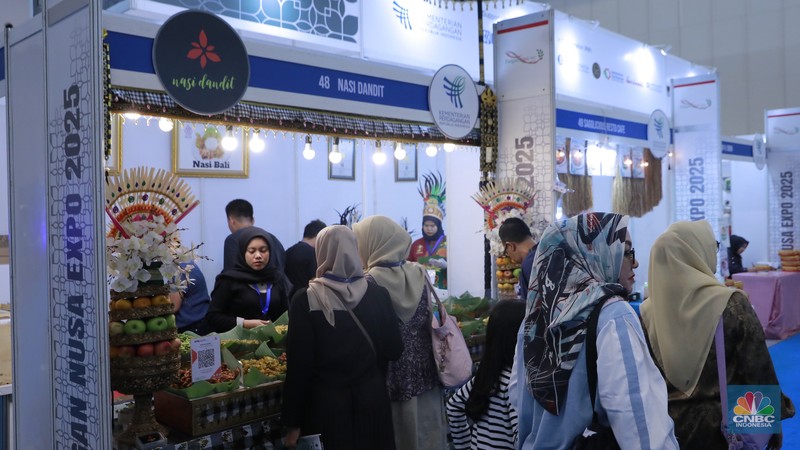 Suasana gelaran Pangan Nusa Expo Trade Expo Indonesia 2025 di ICE BSD City, Tangerang, Sabtu (18/10/2025). (CNBC Indonesia/Muhammad Sabki) Suasana gelaran Pangan Nusa Expo Trade Expo Indonesia 2025 di ICE BSD City, Tangerang, Sabtu (18/10/2025). (CNBC Indonesia/Muhammad Sabki)