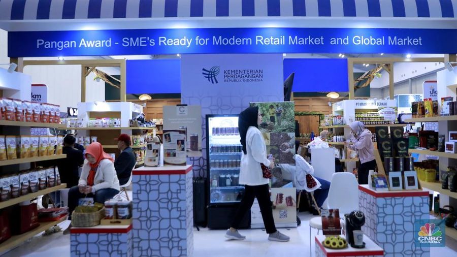 Suasana gelaran Pangan Nusa Expo Trade Expo Indonesia 2025 di ICE BSD City, Tangerang, Sabtu (18/10/2025). (CNBC Indonesia/Muhammad Sabki) Suasana gelaran Pangan Nusa Expo Trade Expo Indonesia 2025 di ICE BSD City, Tangerang, Sabtu (18/10/2025). (CNBC Indonesia/Muhammad Sabki)