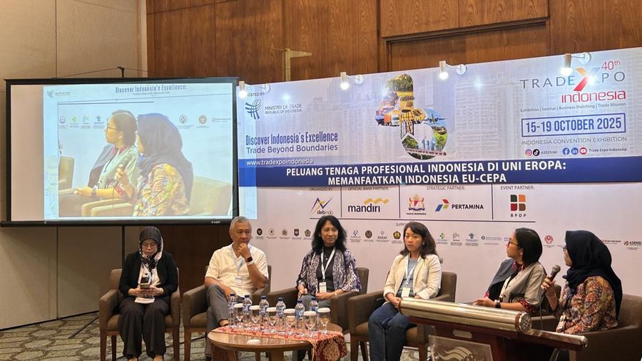 Seminar Peluang Tenaga Profesional Indonesia di Uni Eropa: Memanfaatkan Indonesia EU-CEPA, dikutip Minggu (19/10/2025)/Elga Nurmutia