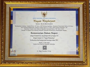Kemendagri Raih Predikat Sangat Memuaskan dalam Pengawasan Kearsipan
