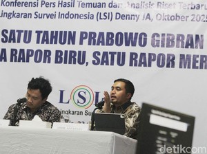 Video Rapor LSI Denny JA Setahun Prabowo-Gibran: 5 Nilai Biru, 1 Merah