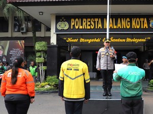 Ratusan Pengemudi Ojol Deklarasi Jogo Malang di Mapolresta
