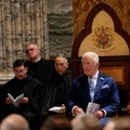King Charles attends the ceremony of his appointment as Royal Confrater of Saint Paul  by Cardinal James Michael Harvey and Abbot Donato Ogliari at the Basilica of Saint Paul Outside the Walls, in Rome, Italy, 23 October 2025.    GIUSEPPE LAMI/Po