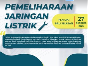 Cek Jadwalnya! Pemeliharaan Jaringan Listrik di Bali Timur-Selatan Hari Ini