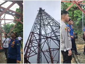 Takut Dihajar Massa, Pencuri Kabel di Lampung Panjat Tower Puluhan Meter