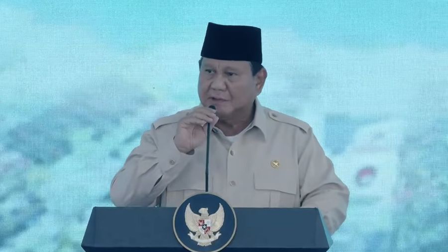 Presiden RI Prabowo Subianto memberi sambutan dalam acara pemusnahan barang bukti narkoba 214,84 ton senilai Rp 29,37 Triliun Periode Satu Tahun Presiden RI. (Tangkapan Layar Youtube)