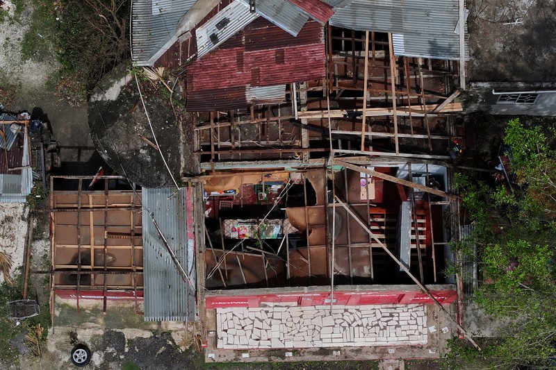 Pemandangan drone kerusakan rumah-rumah pesisir setelah Badai Melissa menerjang daratan, di Alligator Pond, Jamaika, 29 Oktober 2025. Pemandangan drone kerusakan rumah-rumah pesisir setelah Badai Melissa menerjang daratan, di Alligator Pond, Jamaika, 29 Oktober 2025. (REUTERS/Maria Alejandra Cardona)