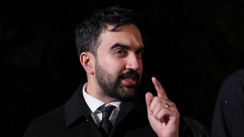 Komunitas Yahudi Kota New York Amerika Serikat menunjukkan dukungan terhadap calon wali kota dari Partai Demokrat sekaligus seorang Muslim, Zohran Mamdani, menjelang pemungutan suara hari ini, Selasa (4/11/2025). (REUTERS/Ryan Murphy)