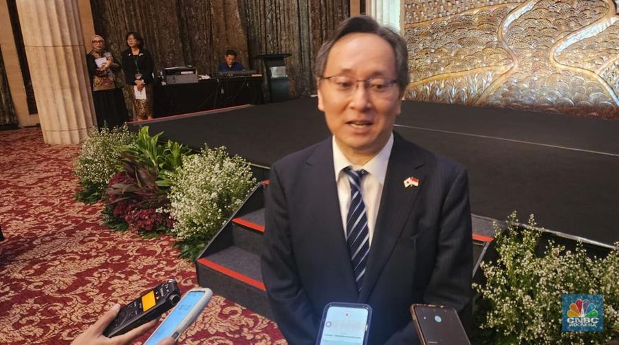 Kuasa Ad Interim Kedubes Jepang, Mitsuru Myochin, dalam acara resepsi Hari Ulang Tahun Pasukan Bela Diri Jepang