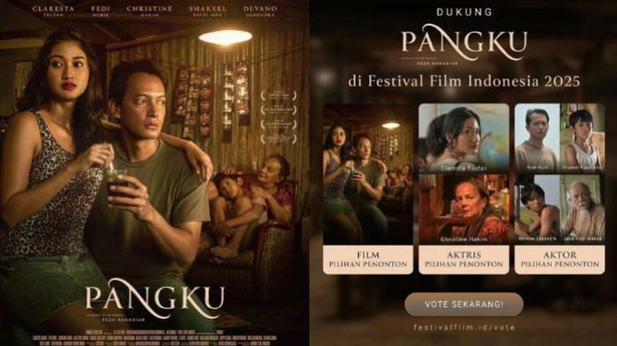 Kolase poster film Pangku yang digarap sutradara Reza Rahardian. Film ini mengangkat kisah seorang wanita yang menjadi pramusaji di warung kopi Pantura. (Tangkapan layar Instagram @fedinuril)