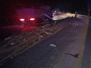 Truk Bermuatan Bambu Terguling di Polman, 1 Orang Tewas-3 Luka