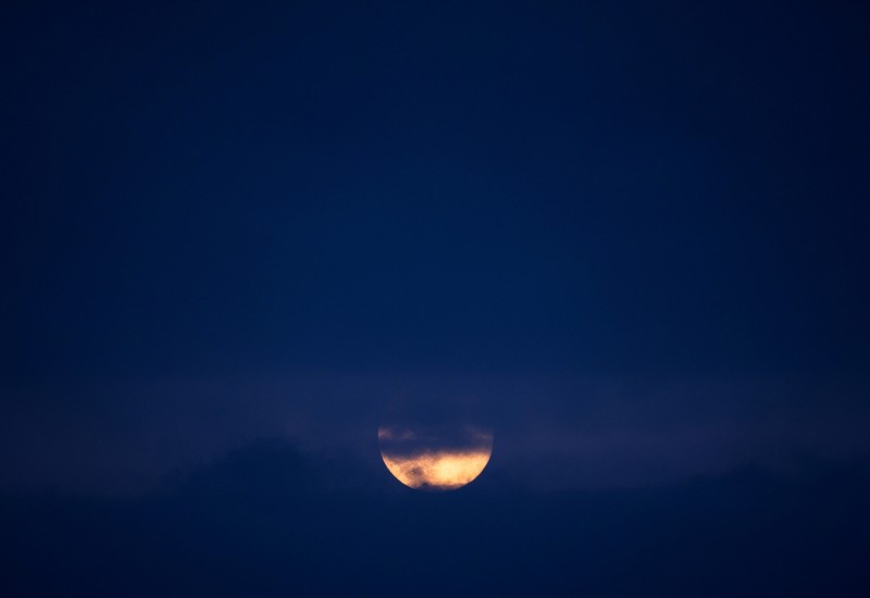 Pesawat melintasi bulan supermoon di Aguimes, Pulau Gran Canaria, Spanyol, 5 November 2025. (REUTERS/Borja Suarez)
