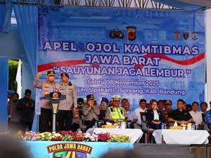 Kapolri Pimpin Apel Ojol di Jabar, Komitmen Bersama Jaga Kamtibmas