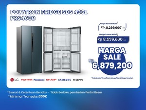 Kulkas Side By Side Polytron Diskon Jutaan di Transmart Full Day Sale
