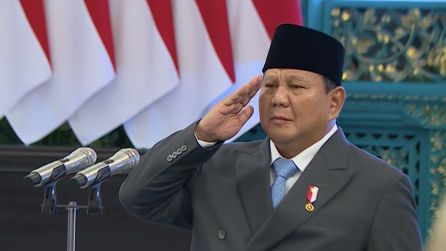 Presiden Prabowo Subianto saat upacara penganugerahan gelar pahlawan Nasional Tahun 2025, Istana Negara, Senin (10/11/2025). (Dok. Sekretariat Presiden)