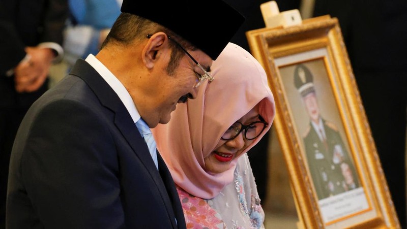 Upacara penganugerahan gelar pahlawan Nasional Tahun 2025, Istana Negara, Senin (10/11/2025). (REUTERS/Ajeng Dinar Ulfiana)