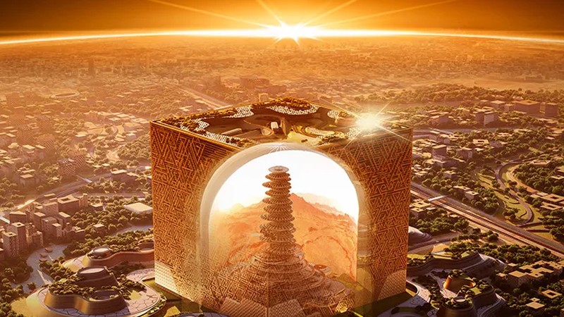 Arab Saudi lanjutkan pembangunan megacity New Murabba di Riyadh dengan ikon The Mukaab setinggi 400 m. Proyek Visi 2030 ini ditarget rampung pada tahun 2030. (Dok. Murabba)
