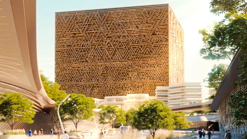 Arab Saudi lanjutkan pembangunan megacity New Murabba di Riyadh dengan ikon The Mukaab setinggi 400 m. Proyek Visi 2030 ini ditarget rampung pada tahun 2030. (Dok. Murabba)