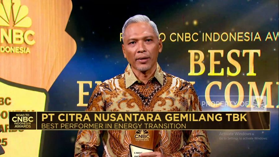Citra Nusantara Gemilang  Dapat Penghargaan Sebagai Best Performance In Energy Transition (CNBC Indonesia TV)