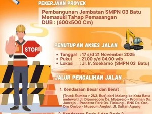 Jalan Depan SMPN 3 Kota Batu Ditutup 17-21 November 2025