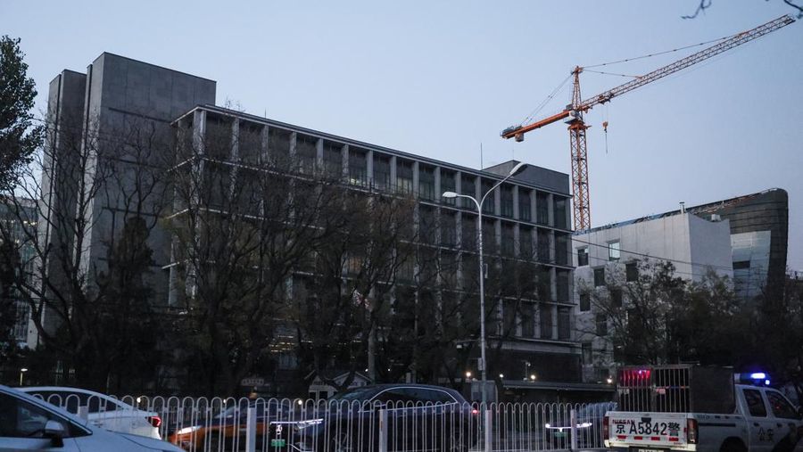 Cars drive past the Embassy of Japan in Beijing, China, November 18, 2025. REUTERS/Maxim Shemetov