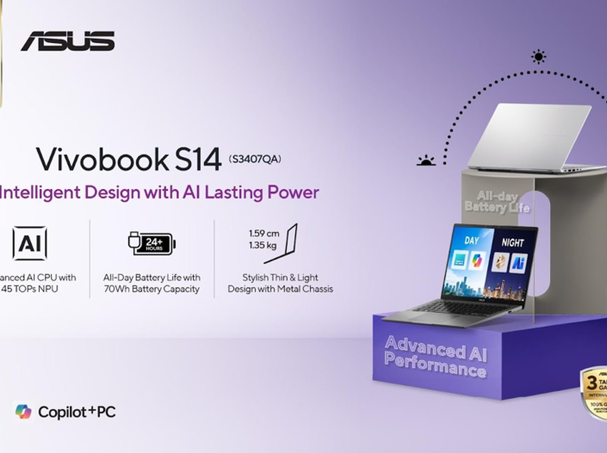 ASUS Vivobook S14 S3407QA, Laptop AI Cerdas dengan Baterai Super Tahan Lama