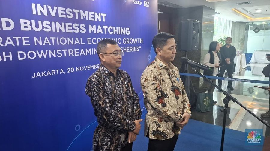 Kementerian Kelautan dan Perikanan (KKP) menggelar business matching untuk mempertemukan antara investor dan pengusaha terutama di sektor perikanan. (CNBC Indonesia/Chandra)