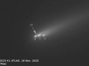 Detik-detik Komet C/2025 K1 ATLAS Pecah, Terekam Teleskop Bumi