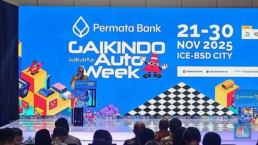 Dirjen Ilmate Setia Diarta dalam pembukaan Gaikindo Jakarta Auto Week (GJAW) 2025. (CNBC Indonesia/Ferry Sandi)