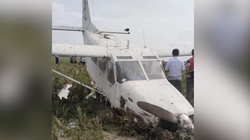 Pesawat Cessna yang jatuh di Karawang, Jawa Barat. (dok. Polres Karawang)