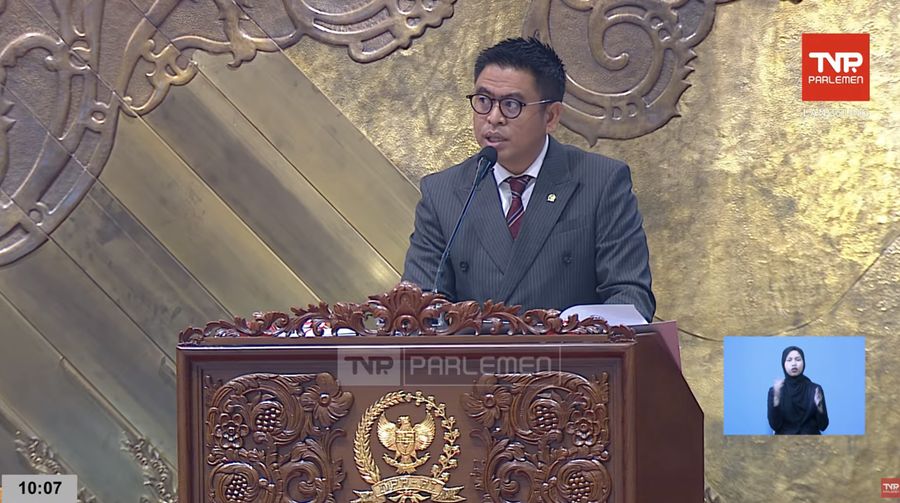 Ketua Pansus RUU Pengelolaan Ruang Udara Endipat Wijaya. (Tangkapan layar)