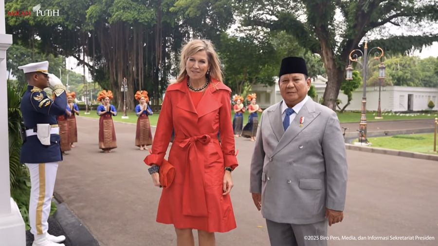 Presiden Prabowo Subianto menerima kunjungan Kerja Ratu Máxima, Istana Merdeka, Jakarta, Kamis (27/11/2025). (Tangkapan Layar Youtube/Sekretariat Presiden)