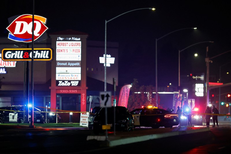 Empat orang tewas setelah 14 orang ditembak di sebuah acara ulang tahun anak di California utara pada Sabtu (29/11/2025) malam. (REUTERS/Fred Greaves)
