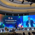 Menteri Usaha Mikro, Kecil dan Menengah (UMKM) Maman Abdurrahman dalam Rapat Pimpinan Nasional (Rapimnas) Kadin 2025 di Jakarta, Senin (1/12/2025). (CNBC Indonesia/Martyasri Rizky)
