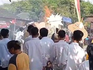 Viral Ogoh-ogoh Terbakar Saat Kirab di Gunungkidul gegara Flare