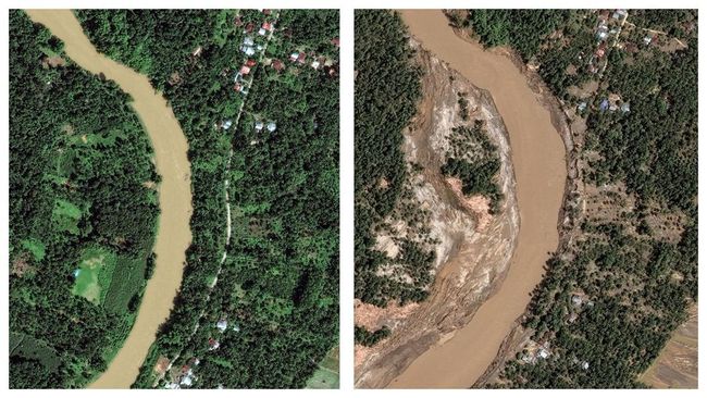 Foto Satelit Sebelum dan Sesudah Banjir Lumpuhkan Aceh Sumatera