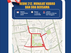 Lalin di 10 Jalan Kawasan Monas Akan Dialihkan Saat Reuni 212, Simak Titiknya
